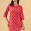 Red Cotton Printed Straight Top