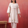 White Cotton Embroidered Designer A-Line Dress