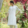 White Cotton Embroidered Designer Kurta Pant Set
