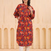 Red Cotton Printed Straight Kurta