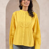 Yellow Cotton Solid Shirt Top