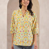 Yellow Cotton Printed Designer Top