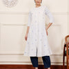 White Cotton Embroidered Round Neck Kurta