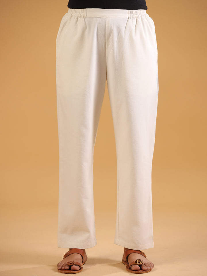Cotton Solid Relaxed Fit Trouser