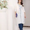 White Cotton Embroidered Round Neck Kurta
