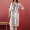 White Cotton Embroidered Kurta Pant Set