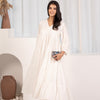 Off White Cotton Dobby Tiered And Flared Dress