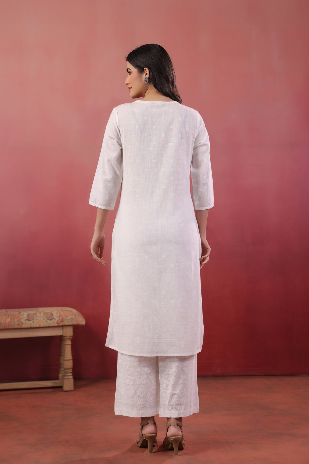 White Embroidered Designer Kurta Pant With Dupatta Set