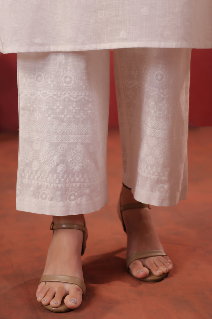 White Embroidered Designer Kurta Pant With Dupatta Set