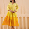 Yellow Cotton Dobby Ombre Dress