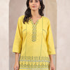 Yellow Cotton Embroidered Straight Top