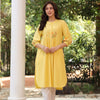 Yellow Cotton Embroidered Kurta