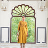 Savi Mustard Cotton Embroidered Straight Kurta