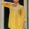 Yellow Cotton Embroidered Top