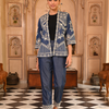 Dark Blue Heavy Embroidered Denim Jacket or Shrug