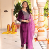 Purple Zari Embroidered Velvet Designer Straight Kurta Pant Set With Dupatta