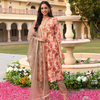 Beige A-Line Printed Chanderi Festive Suit Set with Dupatta