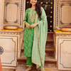 Green Chanderi Embroidered Kurta Pant Set With Dupatta