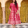 Pink Printed Flared Designer Anarkali Festive Dress