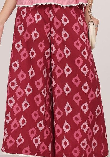 Maroon Cotton Ethinic Motifs Printed Palazzo
