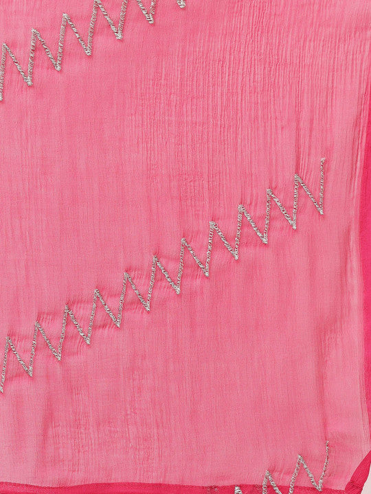 Red Gathered Kurta Pant Set With Dupatta