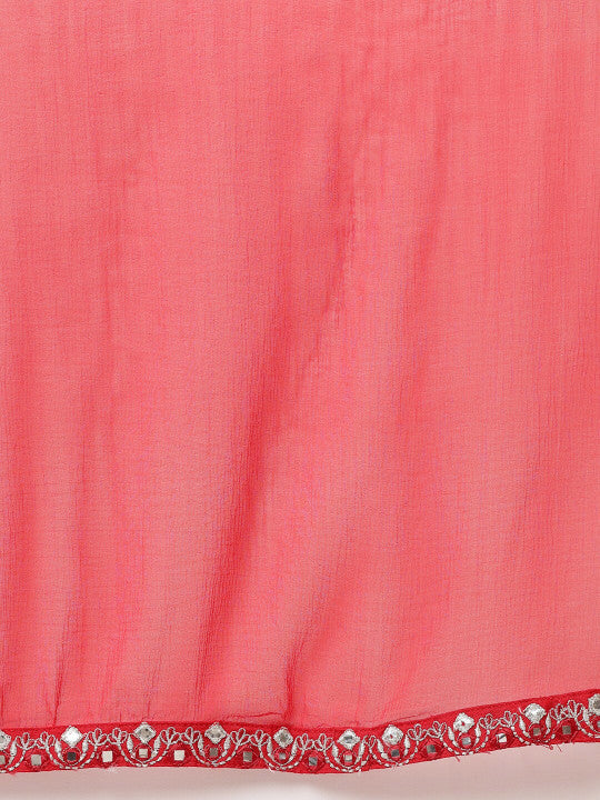 Red Embroidered Designer Kurta Pant Set With Dupatta