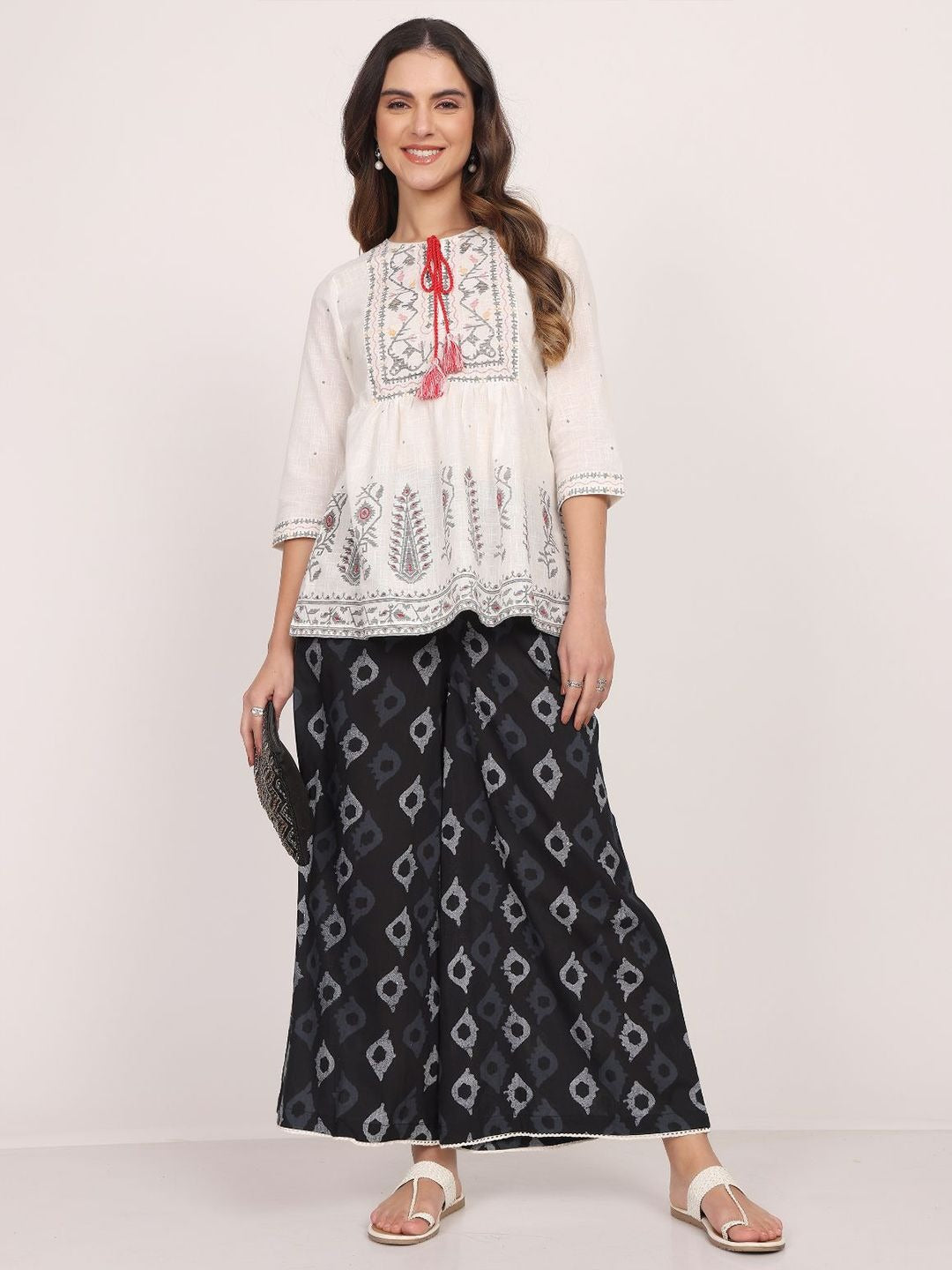 Green Cotton Ethnic Motifs Printed Palazzo
