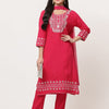 Red Embroidered Designer Kurta Pant with Dupatta Set