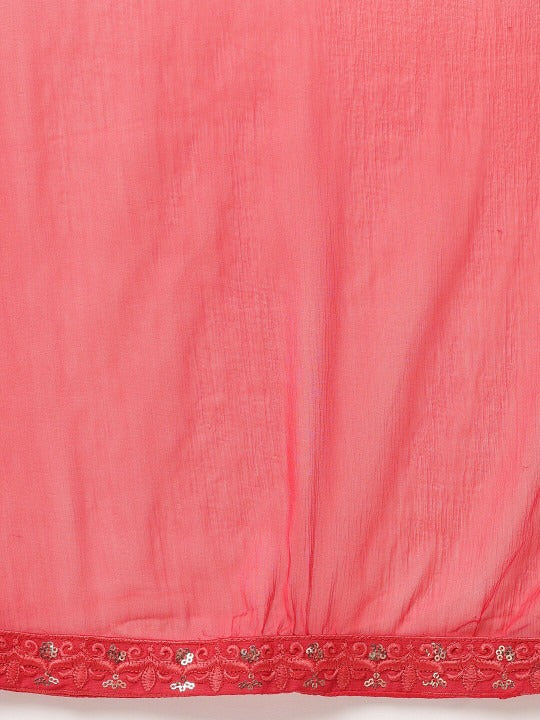 Red Embellished Designer Kurta Pant Dupatta Set