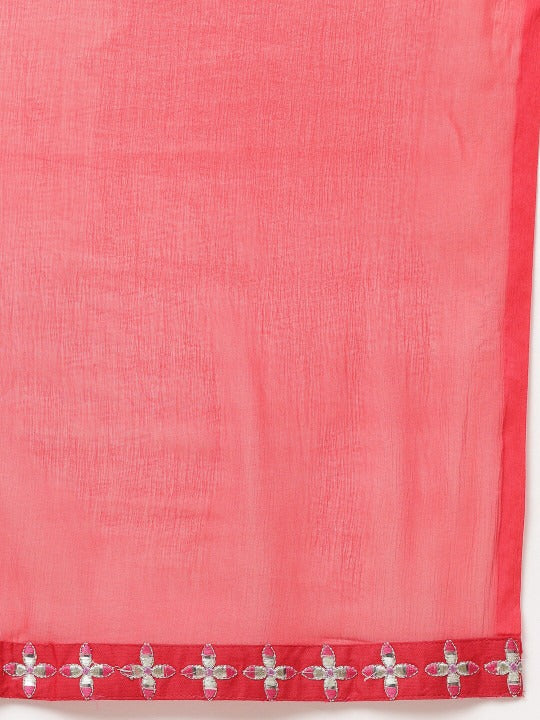 Red Embellished Designer Kurta Pant Dupatta Set