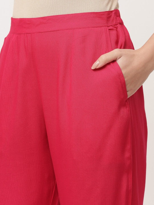 Red Embroidered Designer Kurta Pant with Dupatta Set