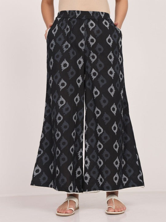 Green Cotton Ethnic Motifs Printed Palazzo
