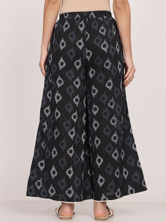 Green Cotton Ethnic Motifs Printed Palazzo