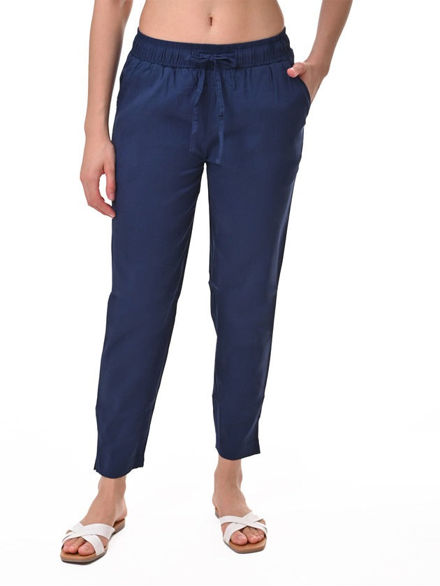 Denim Blue Embroidered Straight Pant