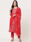 Pink Embroidered Designer Kurta Pant Set With Dupatta