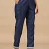 Denim Blue Embroidered Straight Pant