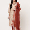 Beige And Rust Designer Kurta Pant With Dupatta Set
