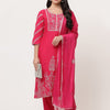 Pink Embroidered Designer Kurta Pant Set With Dupatta
