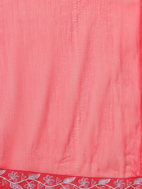 Red Embroidered Designer Kurta And Trousers Set With Dupatta