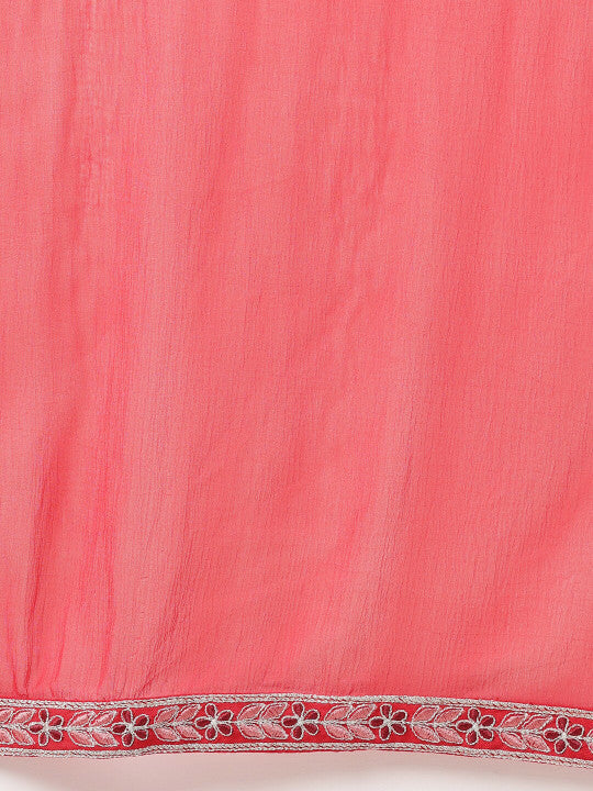 Red Embellished Designer Kurta Pant Set With Dupatta