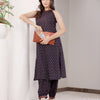 Purple Cotton Printed Sleeveless trendy Kurta Pant Set