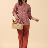 Rust Cotton Printed Detailed Co-Ord Set