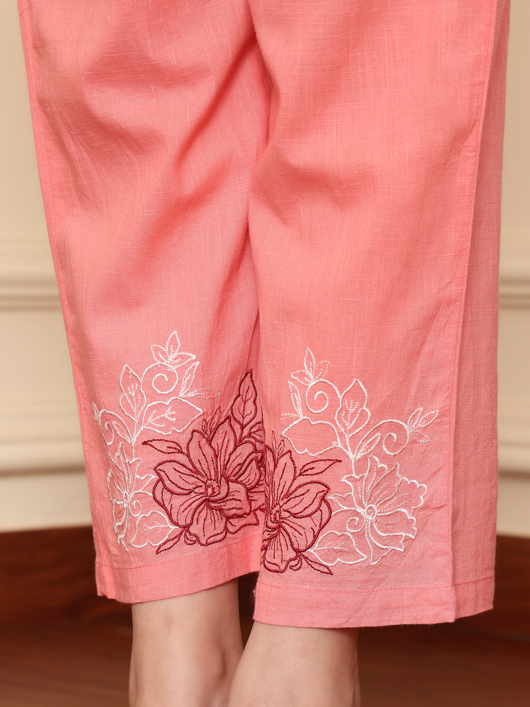 Pink Cotton Embroidered Co-Ord Set