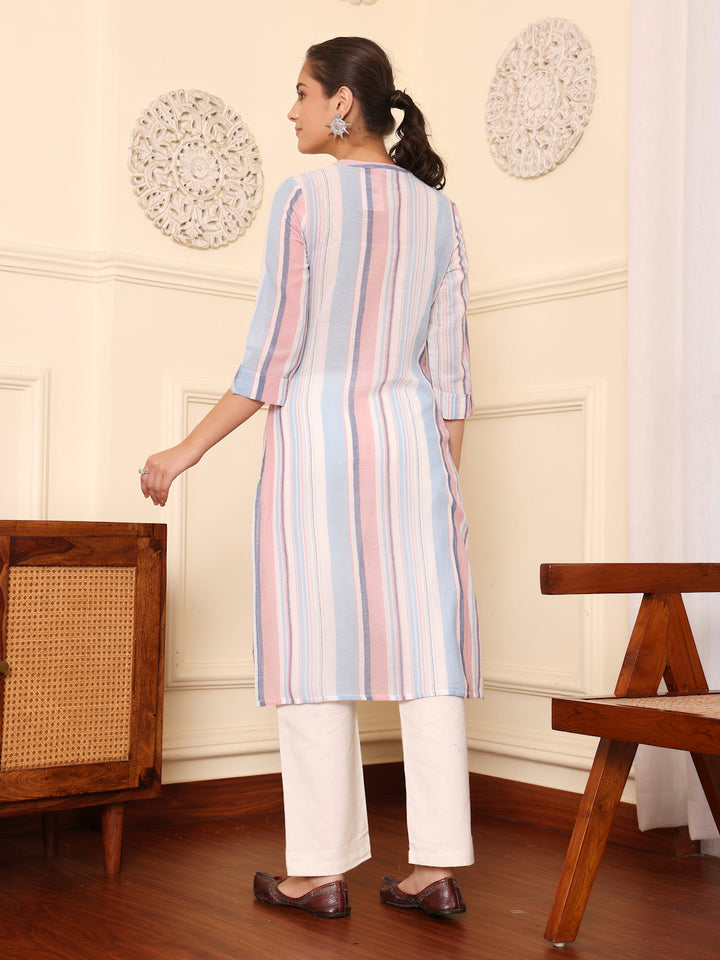 Multicolor Yarn Dyed Straight Kurta