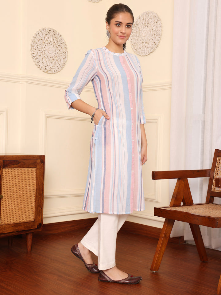 Multicolor Yarn Dyed Straight Kurta