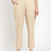 Beige Cotton Straight Pant