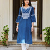 Blue Cotton Embroidered Straight Kurta