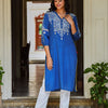 Blue Embroidered Designer Straight Kurta