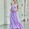 Lavender Lurex Strappy Tiered Dress