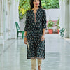 Black Cotton Bagru Printed Straight Kurta
